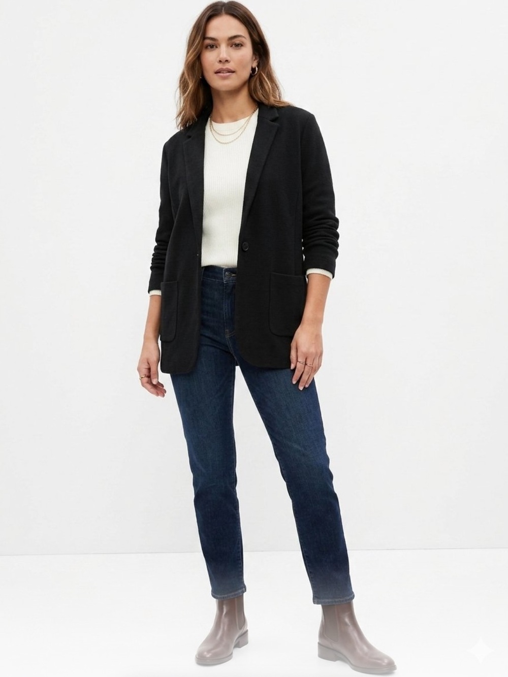 GAP Black Blazer One Button Closure  With Pockets